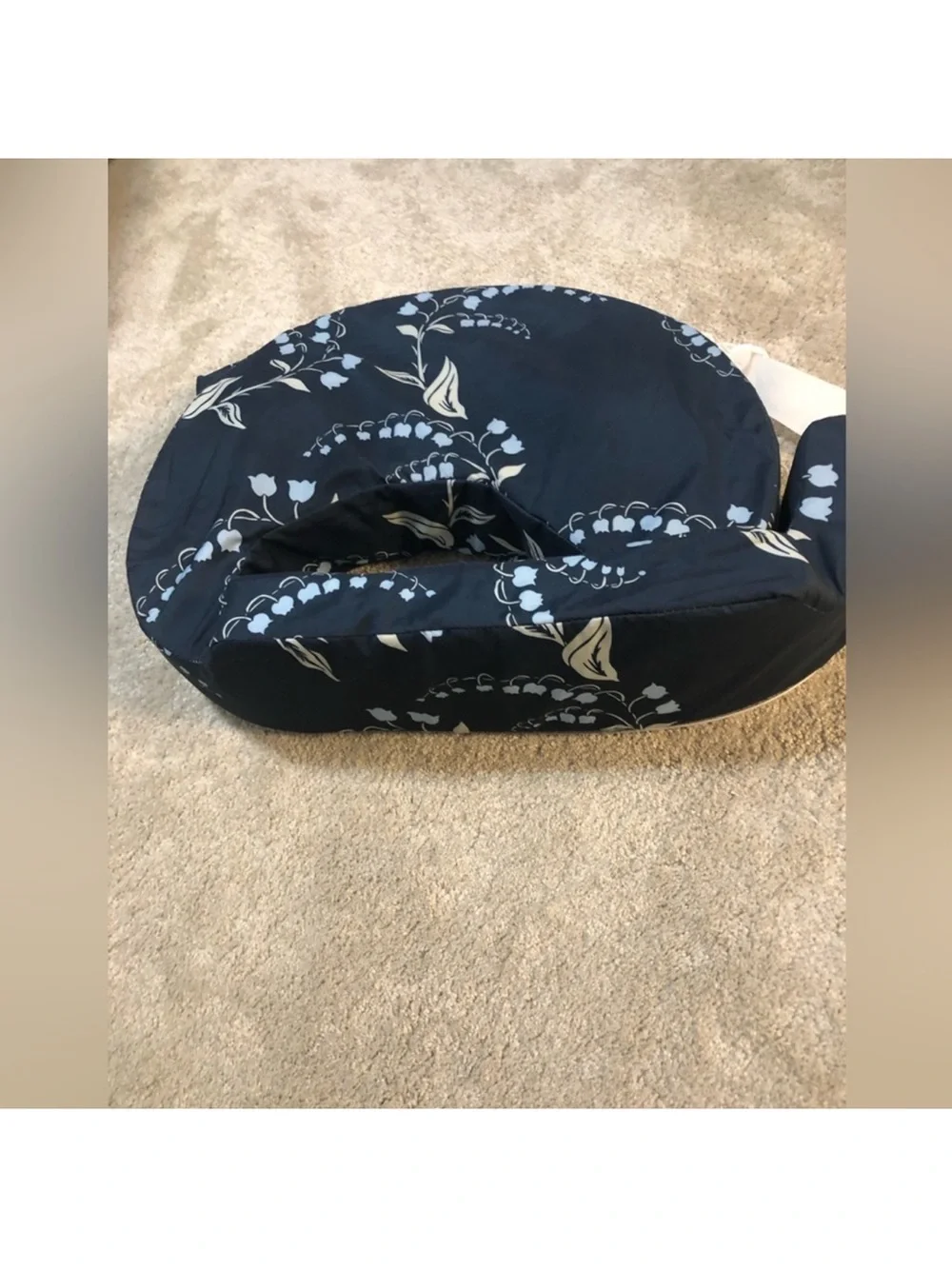 Navy Floral Feeding Support Bib with Bottle Pocket